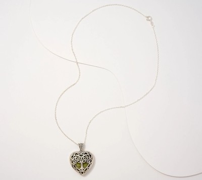 Connemara Marmor Sterlingsilber Lebensbaum Herz Anhänger Halskette, 18''