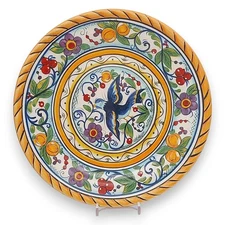 Dario Farrucci Designs Villa Paradiso Salad Plate 8.5" Bird Flowers TWO CHIPS