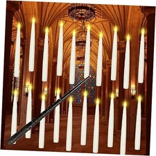 20PCS Floating Candles with Wand, Magic Hanging Candles, Flickering Warm Light 