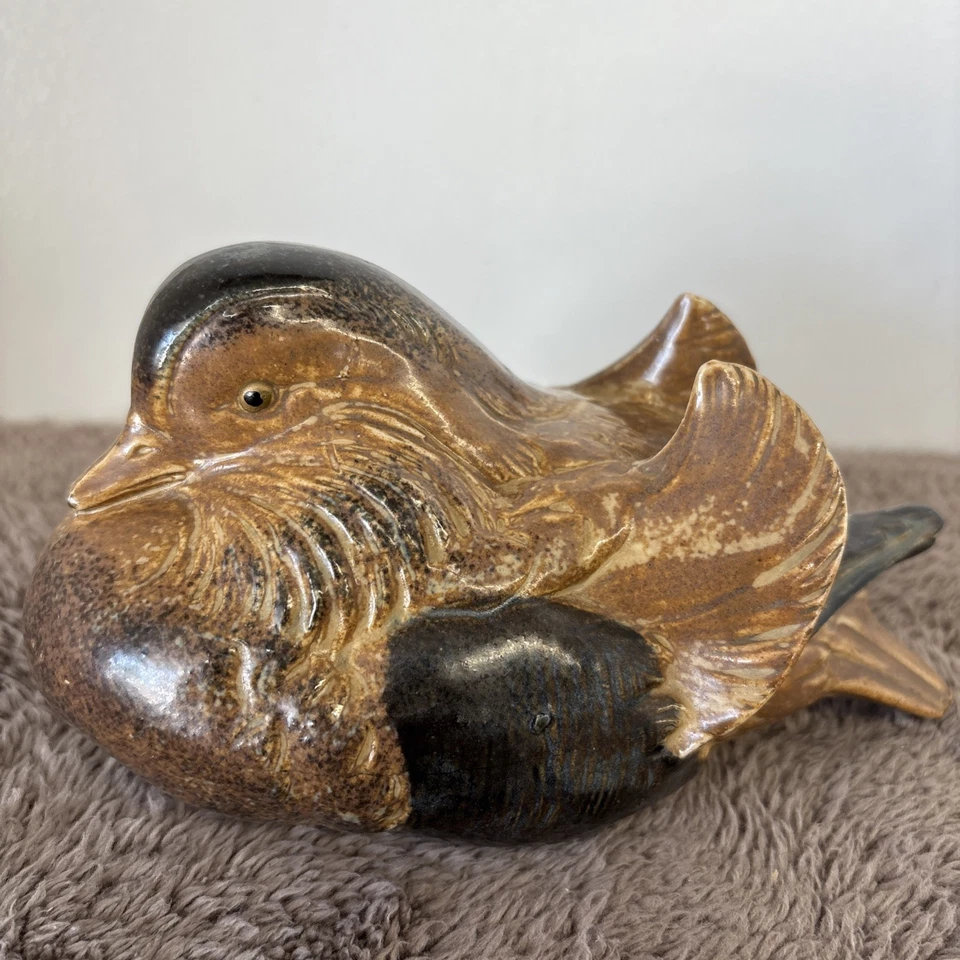 Винтажная керамическая японская фигурка мандариновой утки - Изображение 2 из 4