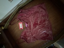 Edikted Burgundy Vinyl Faux Leather Corset Crop Top Size M