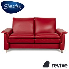 Stressless Aurora Leather Two-Seater Red Manual Function Sofa Couch