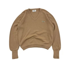 True Vintage 70s JCPenney The Fox Collection Light Brown Tan V-Neck Sweater Sz M