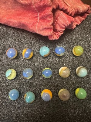 15 Vintage Vitro Agate Tiger Eye Type 1 & 2 Marbles 5/8  All Different Colors!