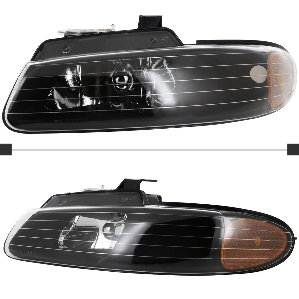 Black Headlights Fits 1996-2000 Dodge Grand Caravan Chrysler Town & Country Lamp — 第 3/4 张图片