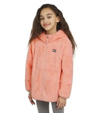 Eddie Bauer Youth Kid's High Pile Plush Hooded Full Zip Jacket Pink/L 14/16 New