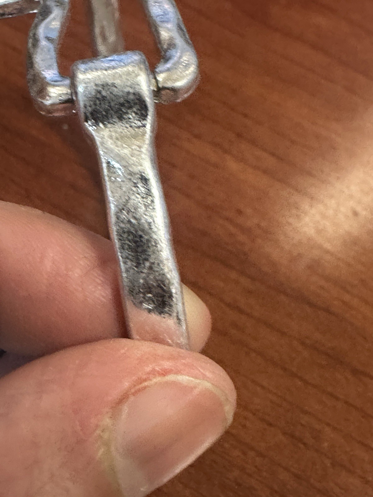 Hammered Open Cross Hinge Spring Silver Tone Cuff… - image 7