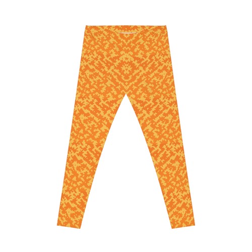 Orange Camo Yoga Pants, Women's Leggings Workout Wear, Digital Patterned, Bright - Picture 3 of 7