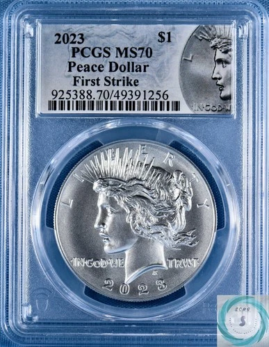 2023 $1 Peace Silver Dollar PCGS MS70 First Strike - Peace Dollar 100th Label