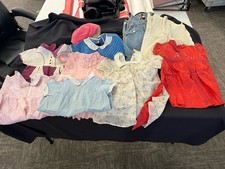 Vintage Lot Toddler Kids Girls Clothing Dresses Baby Clothes 9 PIECES Overalls