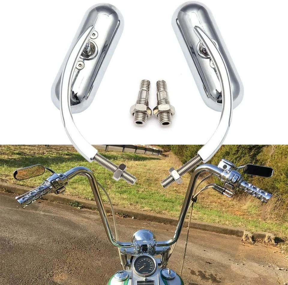 Chrome Oval Mirrors For Harley Davidson Street Glide Road King Softail Touring A - Image 3 of 4