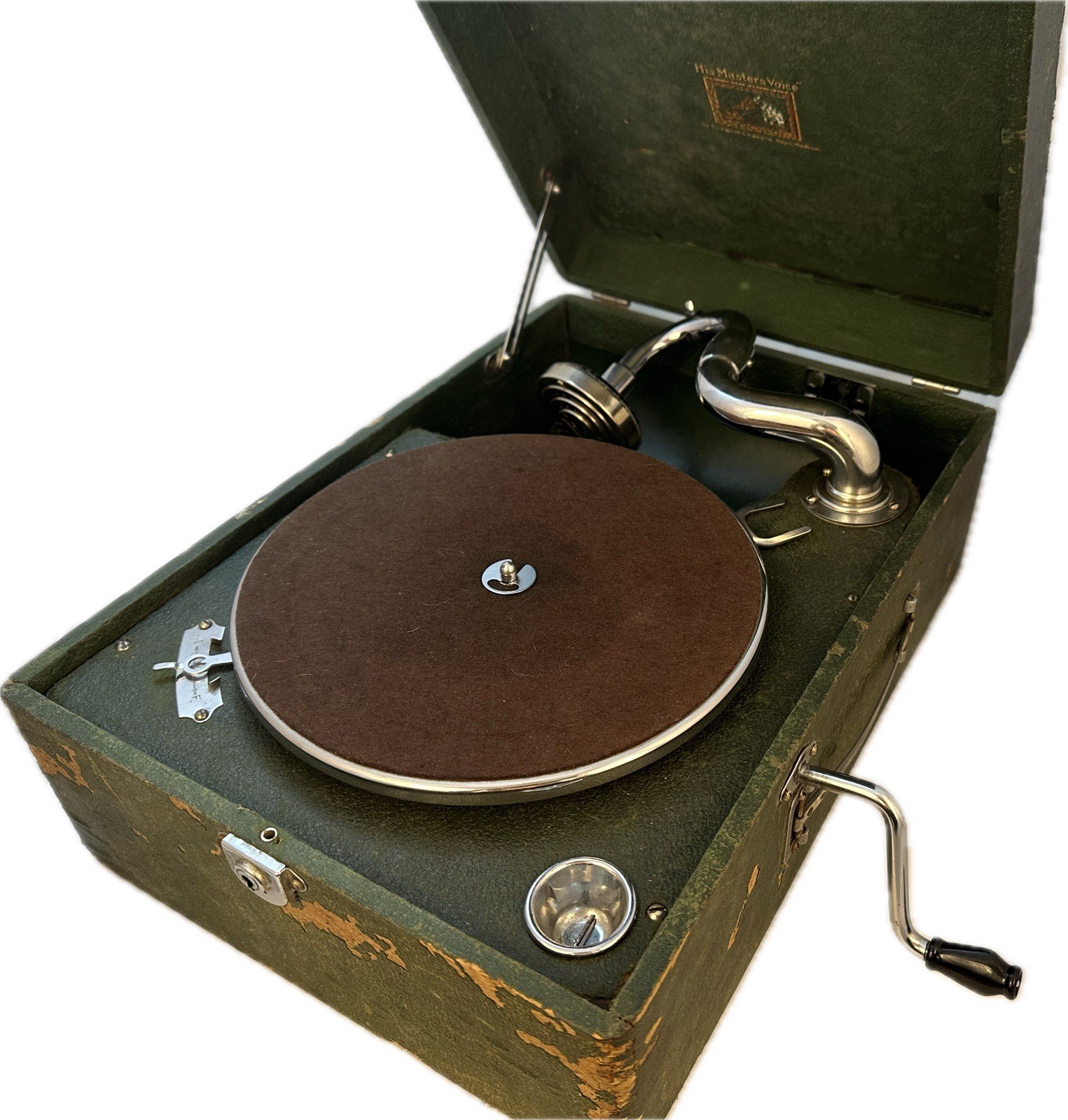 His Masters Voice Model 88a Portable Gramophone Hand Crank W