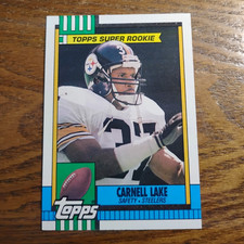 1990 Topps Carnell Lake Pittsburgh Steelers Rookie Football Trading Card #177. rookie card picture