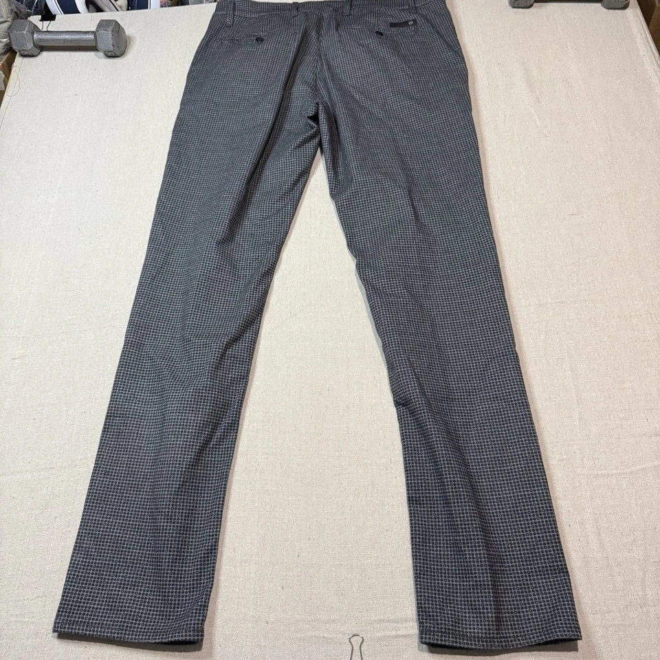 Pantalón ajustado AG Adriano Goldschmied The Marshall negro gris a cuadros para hombre talla 35x34 Foto 3 de 4