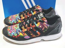 ADIDAS ZX FLUX (AQ5460) BLACK  'FLORAL' MENS TRAINERS UK 10 EU 44 2/3