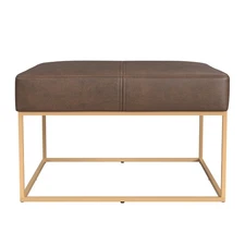 Decorative Large Square Gold Metal Ottoman | Ottoman Stool for Living Room & ...