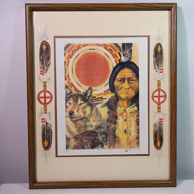 #ad #ad Adrian Larvie quot;Sitting Bull 1877quot; 2 7 LE Signed Framed Oglala Lakota Sioux Print $318.75