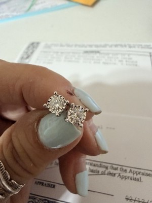 10 Karat Weißgold Diamant Ohrstecker 1 = 3,7 mm rund groß Brillantschliff I1-I