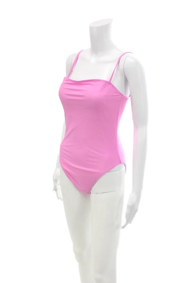 Traje de baño Relleciga para mujer elástico cuello cuadrado corte alto de una pieza rosa talla M Foto 2 de 4