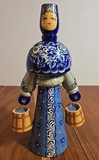 Russian Rare Wooden Doll - Handmade Sweetheart Blue