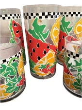 Vtg Cheryl Ann Thermo Serv Plastic Glass/Tumbler Lot7 High Ball Watermelon