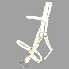 HORSE SIZE-READY MADE-White HALTER BRIDLE with BIT HANGERS Made of BETA BIOTHANE