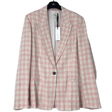 Forte_forte Pink Loose Fitting Plaid Blazer Marshmallow Tweed Jacket $800 Wmns 4