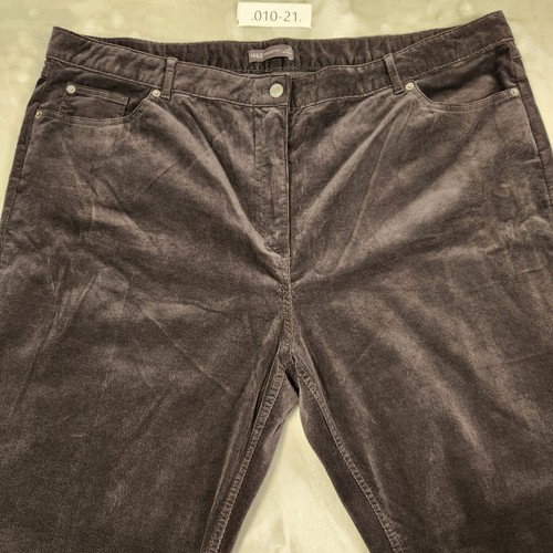 MARKS AND SPENCER GREY STRETCH CORDUROY STRAIGHT PANTS PLUS SIZE 24 TROUSERS - Picture 2 of 17