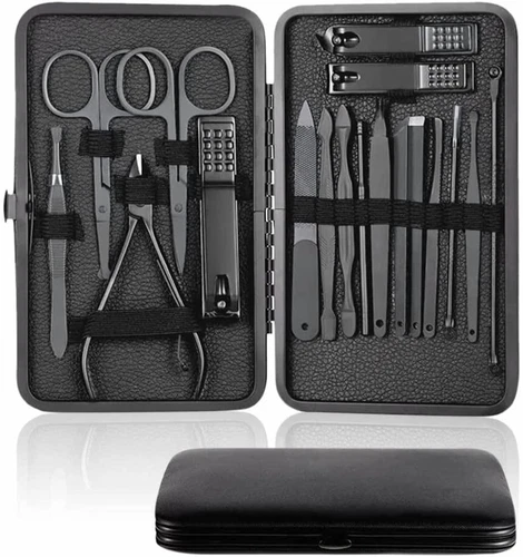 18Pieces Manicure Nail Clippers Grooming Kit Cuticle Remover Pedicure Care Tool - Picture 1 of 11
