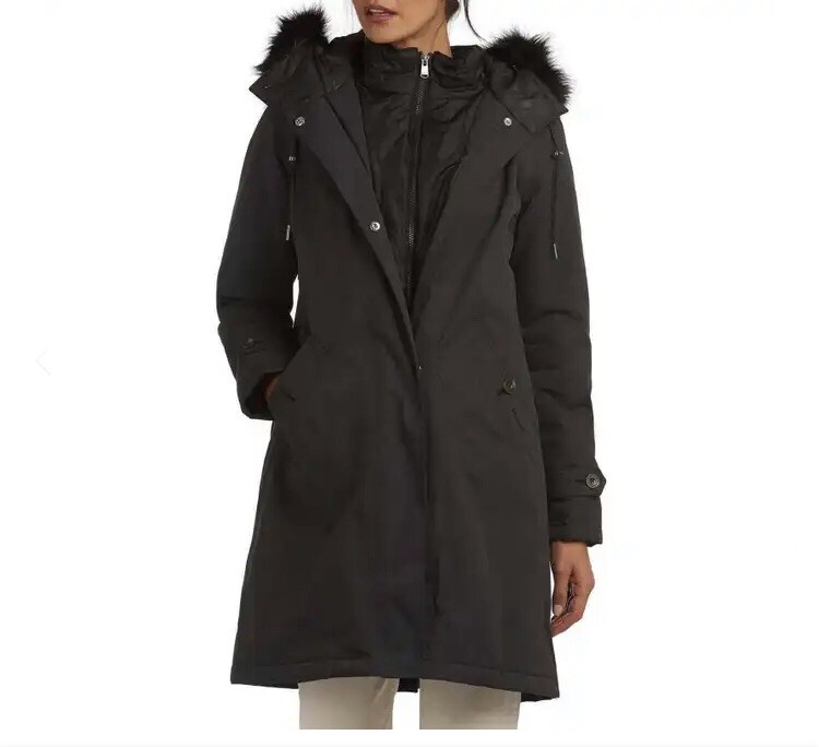Barbour Women's Black Braan Waterproof Hooded Parka Coat Black Size 6