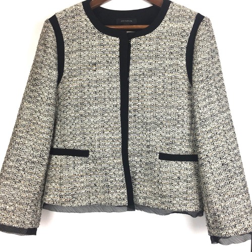 Cream Tweed Mesh Trim Jacket 