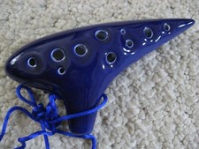 New Soprano G Ceramic Ocarina Navy Blue pattern. Good sounding  L K  