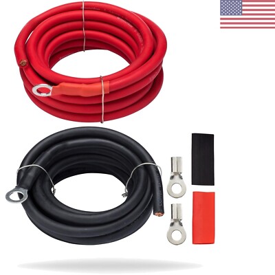 AWG 5 Gauge 10ft Battery Power Inverter Cables - 2ct Red/Black Battery Cable ...