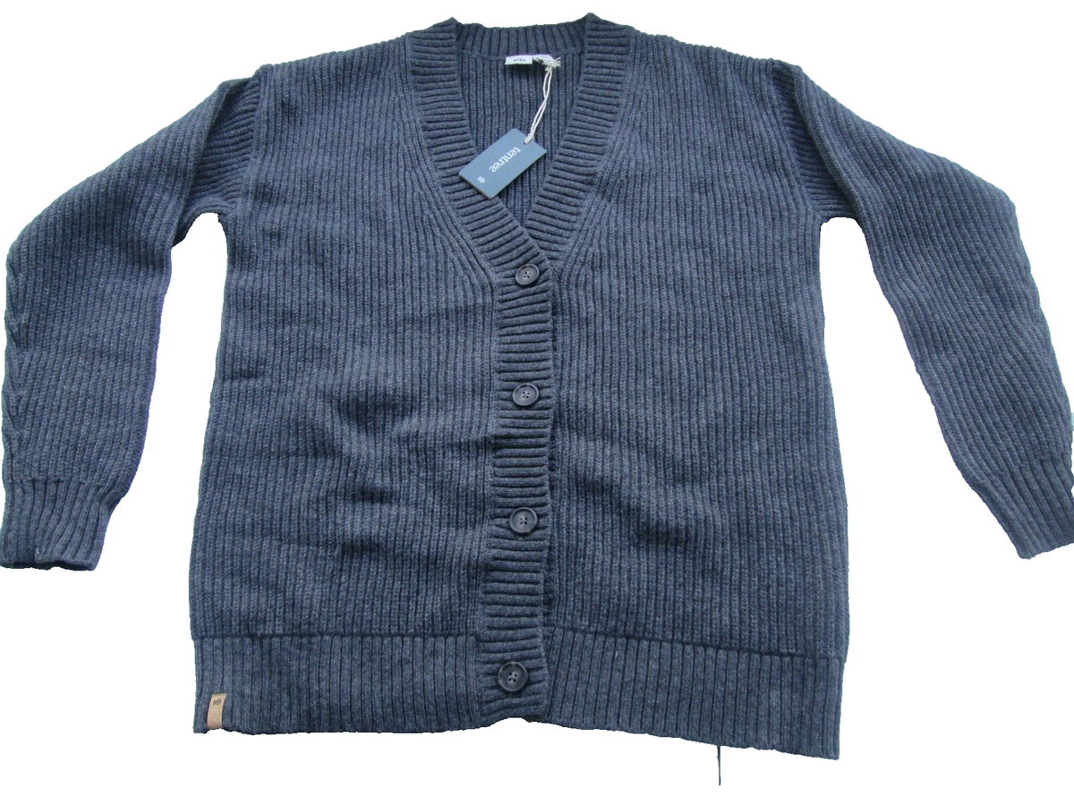 New Tentree Oversized Buttons Cardigan Sweater Dark Grey Heather Women S  Wool Bl