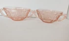 Vintage 2 Pink Depression Glass Bowls Cabbage Rose Design 2 Handles 6.5” 5”  2”