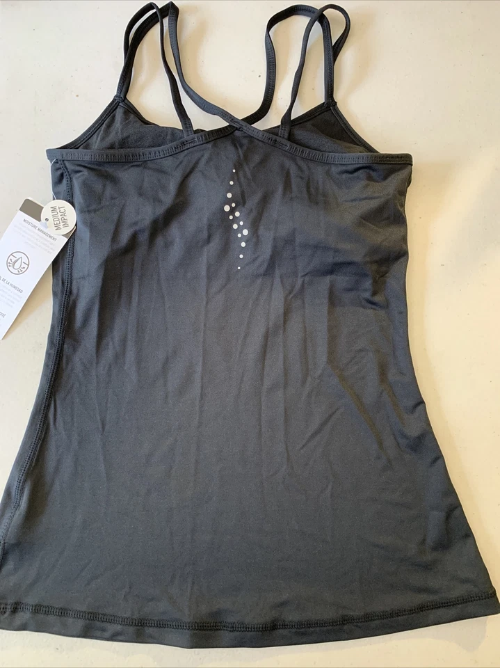 Nueva camiseta sin mangas HEAD 🌈 negra de doble correa con sujetador incorporado S (diseño en la parte posterior) #333 Foto 3 de 3