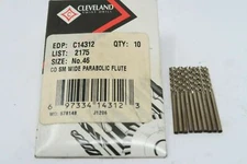 10 pcs CLEVELAND #46 Cobalt Parabolic Screw Machine Stub Drills C14312 USA