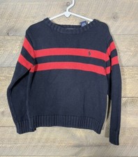 Polo Ralph Lauren Sweater Boys Size 5 Blue Red Striped Long Sleeve