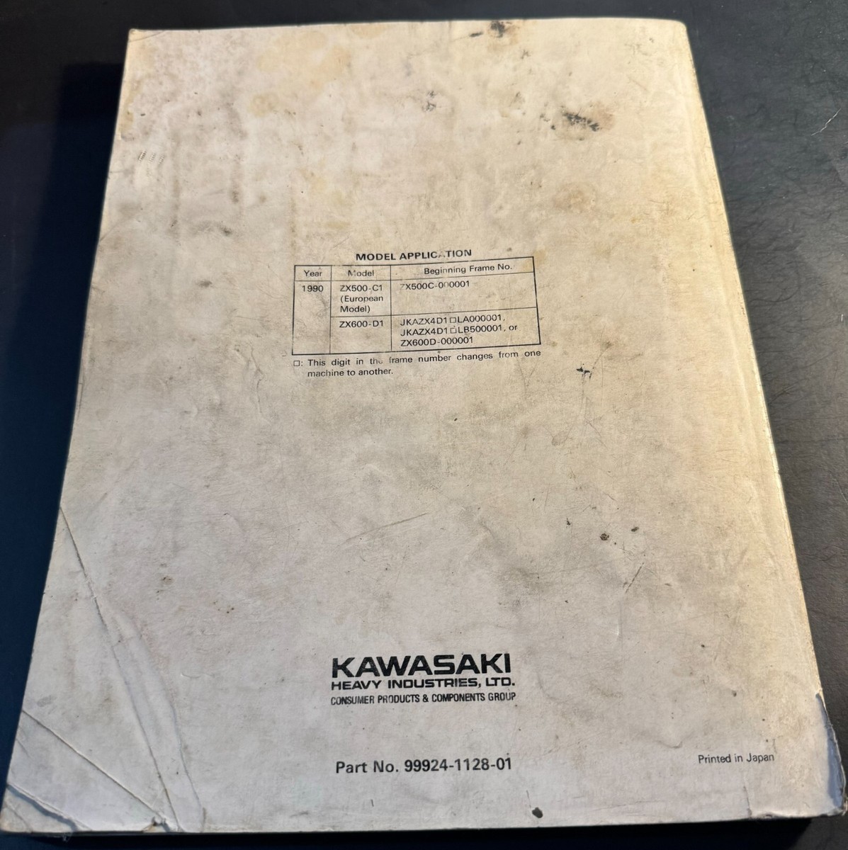1990 KAWASAKI NINJA ZX-6, ZZ-R600, R500 SERVICE MANUAL P/N 99924