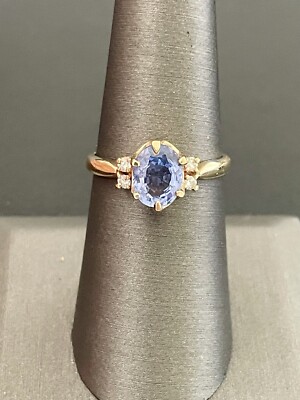 14k Yellow Gold 1.50ct Ceylon Sapphire and Diamond Ring (K39)