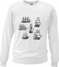 Sweatshirt SEGELBOOT SEGELSCHIFF PIRATENSCHIFF VINTAGE ANKER SKULL PIRAT