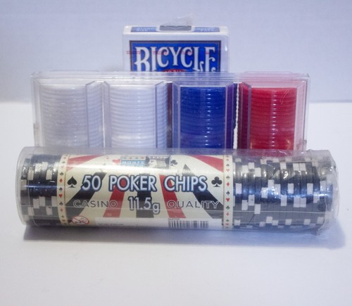 Poker Chips Mazzo di Carte Bicicletta Monte Carlo Casino Qualità Chips Bundle - Foto 3 di 5