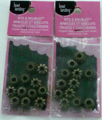NEW SEALED 2 pks Bead Landing Bits & Baubles Metal Stopper Beads 228132- 24pcs