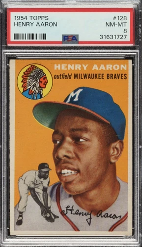 1954 Topps #128 Hank Aaron PSA 8