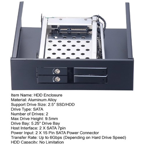 Strength Hdd Enclosure Tool-free Drive Swap Dual-disk Sata-iii Hdd for Data - Afbeelding 6 van 10