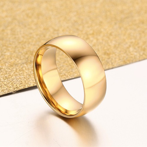 18K vergoldet Titan Stahl Band Herren Damen Verlobung Party Ring Größe 5-14 - Bild 6 von 14