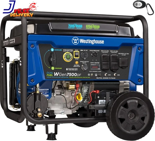 Westinghouse 9500 Watt Dual Fuel Home Backup Portable Generator Remote Electric