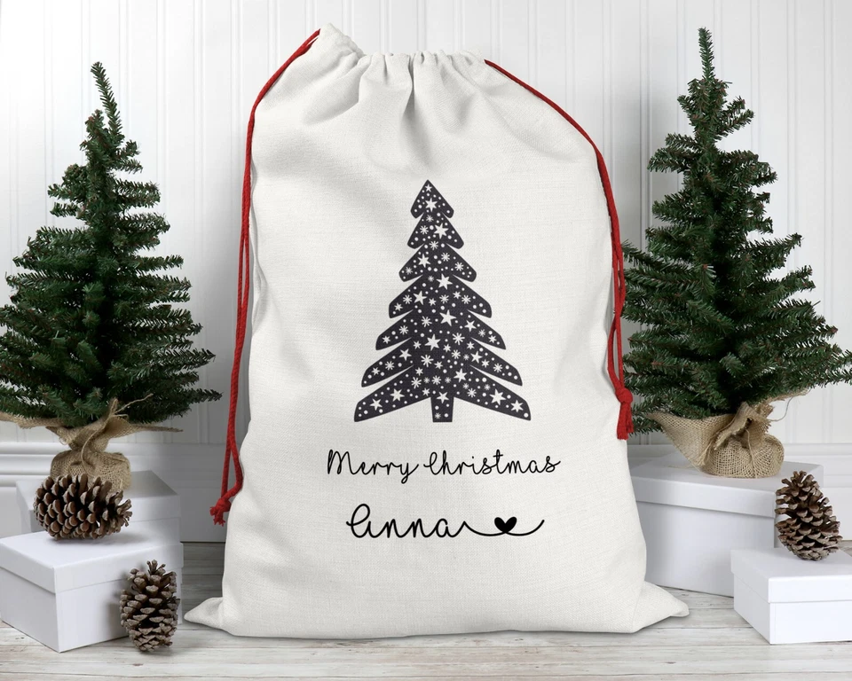UNIQUEPGIFTS Personalised Christmas Tree Santa Sack Luxury Xmas Eve Stocking Large Small 2026