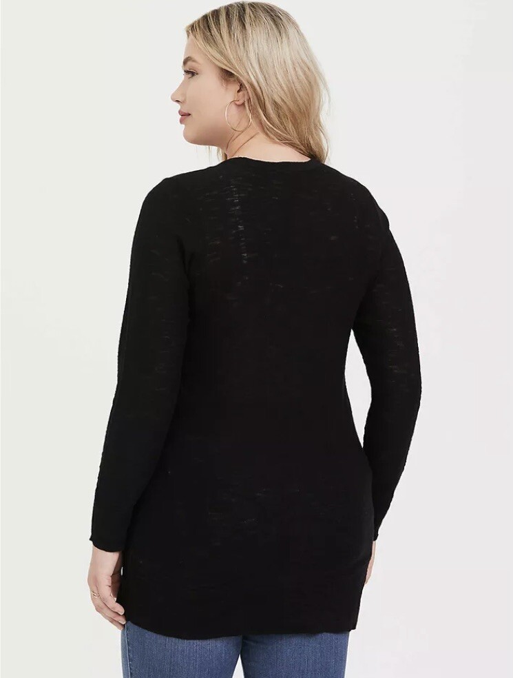 Croft & Barrow Solid Black Button Up Cardigan Swe… - image 2