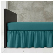 Image of Base Valance Sheet Under Mattress Platform Plain Polycotton Bed Linen 16" Frill